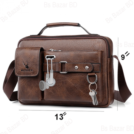 Men's Pu Leather Shoulder Bag (Chocolate color)