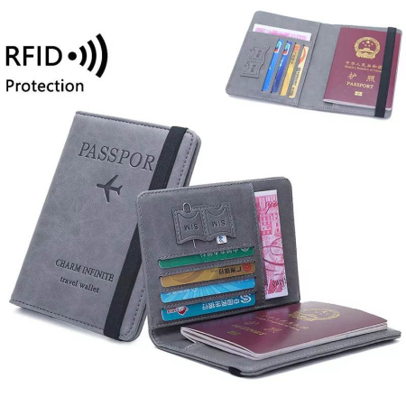 Business Passport Covers Holder Wallet Case ( gray color )