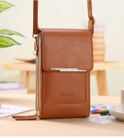 Women Bags Soft Leather Wallets Touch Screen ( brown color )