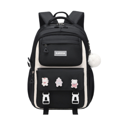 Kids Backpack Children School Bags Waterproof Primary Schoolbag Book Bag (black)