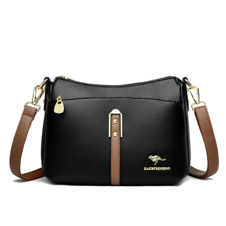 Messenger Bags Luxury Soft Leather Crossbody Sac Quality Small Handbags (Black)